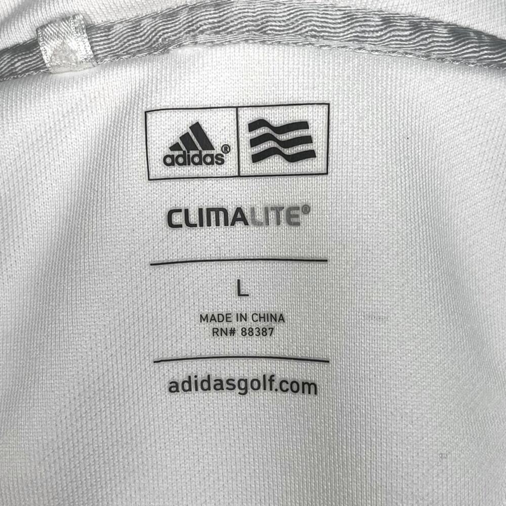 ADIDAS White/Blue Climalite Zip Front 3/4 Sleeve Hood Jacket Pockets Size Small - Picture 9 of 12
